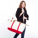 Load image into Gallery viewer, Weekender - Canvas & Leather Travel Bag -- Red
