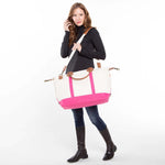 Load image into Gallery viewer, Weekender - Canvas & Leather Travel Bag -- Hot Pink