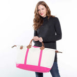 Load image into Gallery viewer, Weekender - Canvas & Leather Travel Bag -- Hot Pink
