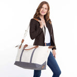 Load image into Gallery viewer, Weekender - Canvas & Leather Travel Bag -- Gray