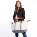 Load image into Gallery viewer, Weekender - Canvas & Leather Travel Bag -- Gray