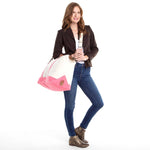 Load image into Gallery viewer, Weekender - Canvas & Leather Travel Bag -- Coral