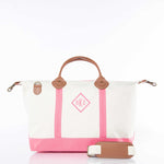 Load image into Gallery viewer, Weekender - Canvas & Leather Travel Bag -- Coral