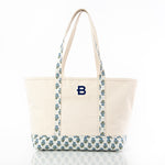 Load image into Gallery viewer, Block Print Classic Tote – Various Sizes – Aqua Flowers