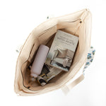 Load image into Gallery viewer, Block Print Classic Tote – Various Sizes – Aqua Flowers