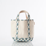 Load image into Gallery viewer, Block Print Classic Tote – Various Sizes – Aqua Flowers