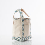 Load image into Gallery viewer, Block Print Classic Tote – Various Sizes – Aqua Flowers