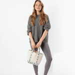 Load image into Gallery viewer, Block Print Classic Tote – Various Sizes – Aqua Flowers