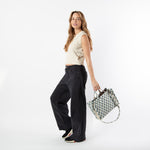 Load image into Gallery viewer, Block Print Tote – Aqua Flowers