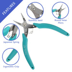 Load image into Gallery viewer, Stainless steel Japanese style bent nose pliers with turquoise ergonomic grip