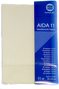 11 Count --- Dark Ecru Color --- AIDA 11 -- Pre-cut Needlework Fabric --- 15.5in x 17.5in  by RTO®
