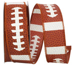 Load image into Gallery viewer, Football Pigskin Wired Edge Ribbon - Brown Color -- 1.5" x 10 Yards