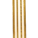 Load image into Gallery viewer, 1 ½ inch x 10 yards --- Gold --- Sheer Metallic Stripes Value Christmas Ribbon
