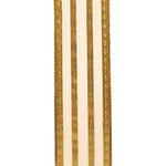 Load image into Gallery viewer, 1 ½ inch x 10 yards --- Gold --- Sheer Metallic Stripes Value Christmas Ribbon