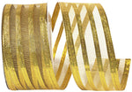 Load image into Gallery viewer, 1 ½ inch x 10 yards --- Gold --- Sheer Metallic Stripes Value Christmas Ribbon