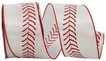 Load image into Gallery viewer, Baseball Stitch Wired Edge Ribbon - White Color -- 2.5" x 10 Yards