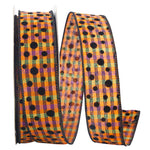 Load image into Gallery viewer, Plaid Felt Dots Wired Edge Ribbon -- Various Yard Sizes