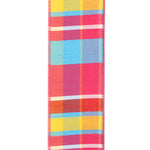 Load image into Gallery viewer, Hot pink plaid wired ribbon with turquoise yellow and coral accents