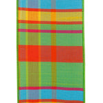 Load image into Gallery viewer, Close-up front view of the Citrus Life Plaid ribbon, highlighting the refined, silk-like slub fabric texture and bright intersecting colorful grid lines.