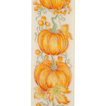 Load image into Gallery viewer, 10 yards --- 2 ½ inch -- Pumpkin Row Linen Wired Edge Ribbon, White Background