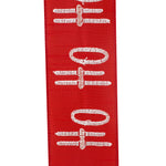 Load image into Gallery viewer, 10 yards --- 2 ½ inch -- Ho Ho Ho Embroidered Dupioni (Red & White) Wired Edge Ribbon