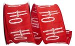 Load image into Gallery viewer, 10 yards --- 2 ½ inch -- Ho Ho Ho Embroidered Dupioni (Red & White) Wired Edge Ribbon