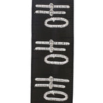 Load image into Gallery viewer, 10 yards --- 2 ½ inch --  Ho Ho Ho Embroidered Dupioni (Black &amp; White) Wired Edge Ribbon
