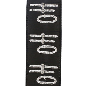 10 yards --- 2 ½ inch --  Ho Ho Ho Embroidered Dupioni (Black & White) Wired Edge Ribbon