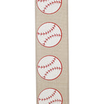 Load image into Gallery viewer, Baseball Linen Sparkle Wired Edge Ribbon - Natural Color -- 2.5" x 10 Yards