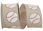 Load image into Gallery viewer, Baseball Linen Sparkle Wired Edge Ribbon - Natural Color -- 2.5" x 10 Yards