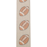 Load image into Gallery viewer, Football Glitter Linen Wired Edge Ribbon - Natural Color -- 2.5" x 10 Yards