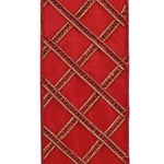 Load image into Gallery viewer, 5 yards --- 4 inch -- Diamond Lattice Trim Overlay Deluxe Wired Edge -- Christmas Ribbon