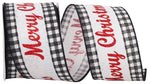 Load image into Gallery viewer, &quot;MERRY CHRISTMAS&quot; Glitter Gingham Wired Edge Ribbon (Black &amp; White)-- Various Yard Sizes
