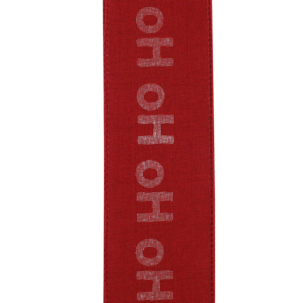 10 yards --- 2 ½ inch --  Ho Ho Ho Linen Wired Edge Ribbon