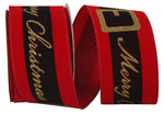 Load image into Gallery viewer, 10 yards --- 2 ½ inch -- "MERRY CHRISTMAS" Santa Belt - Velvet Wired Edge Ribbon