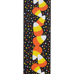Load image into Gallery viewer, 10 yards --- 2 ½ inch -- Candy Corn and Dots Wired Edge Ribbon