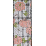 Load image into Gallery viewer, 10 yards --- 2 ½ inch -- Pumpkin (Black & White) Plaid Twill Wired Edge Ribbon