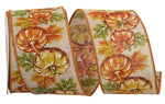 Load image into Gallery viewer, Pumpkins Highlights Linen Sparkle Wired Edge Ribbon -- Various Yard Sizes