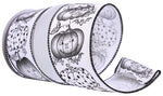 Load image into Gallery viewer, 10 yards --- 2 ½ inch -- Jack-O-Lantern Pumpkin Monotone Linen Wired Edge Ribbon, White / Black