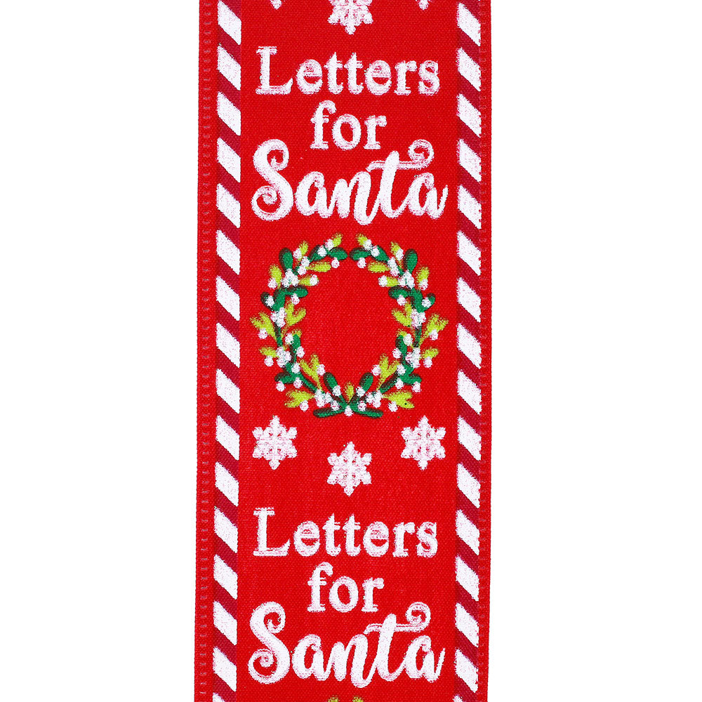 10 yards --- 2 ½ inch --  Letters for SANTA - Wired Edge Ribbon
