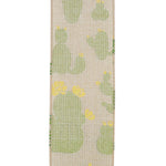 Load image into Gallery viewer, The reverse side of the faux-linen polyester cactus ribbon, displaying a softer, muted look of the printed desert pattern through the textured open weave.