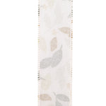 Load image into Gallery viewer, The reverse side of the 100% polyester textured leaf ribbon, displaying a muted, soft silhouette of the autumn foliage pattern through the woven backing.