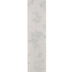 Load image into Gallery viewer, The reverse side of the 100% polyester Dainty Floral Impressions ribbon, showing the lighter and semi-translucent back profile of the vertical green botanical design.