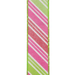 Load image into Gallery viewer, Diagonal Multi Stripe Bright Wire Edge Ribbon -- Watermelon -- Various Sizes