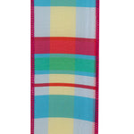 Load image into Gallery viewer, Turquoise green yellow and pink Albert plaid wired ribbon detail