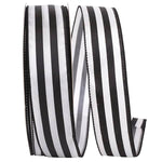Load image into Gallery viewer, Continuous Stripe - Black & White - Wired Edge Ribbon -- Various Yard Sizes
