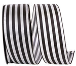 Load image into Gallery viewer, Continuous Stripe - Black & White - Wired Edge Ribbon -- Various Yard Sizes