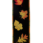 Load image into Gallery viewer, 5 yards --- 4 inch -- Deluxe Leaves Embroidered Velvet with Plaid Back Wired Edge Ribbon