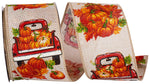 Load image into Gallery viewer, 10 yards --- 2 ½ inch -- Pickup Truck Pumpkins Linen Wired Edge Ribbon
