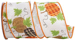 Load image into Gallery viewer, 10 yards --- 2 ½ inch -- Pumpkin Patterns Muslin Wired Edge Ribbon